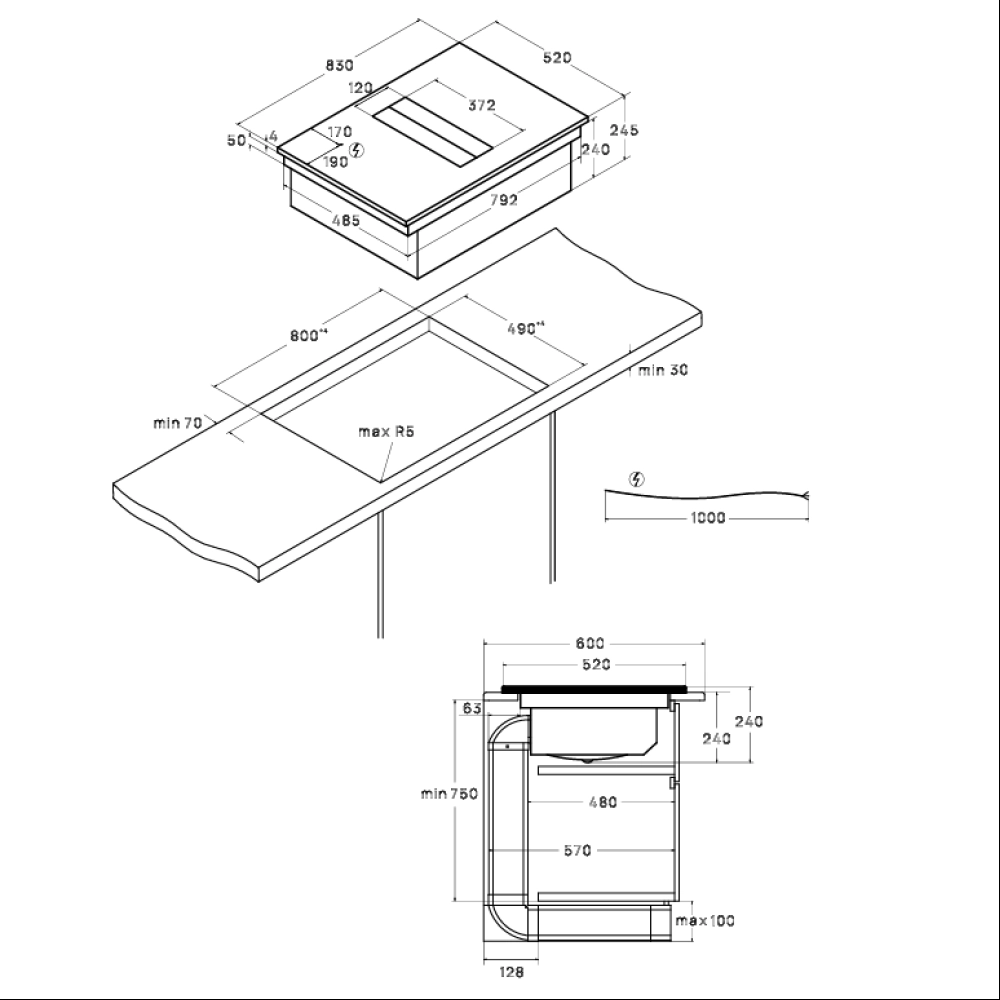 Индукционная варочная панель со встроенной вытяжкой VHH8462B