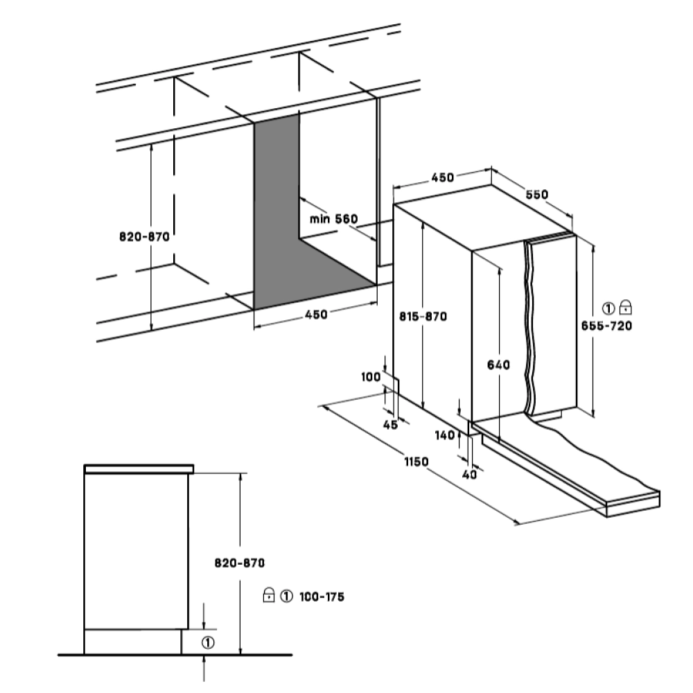 Встраиваемая узкая посудомоечная машина VARD VDI451C