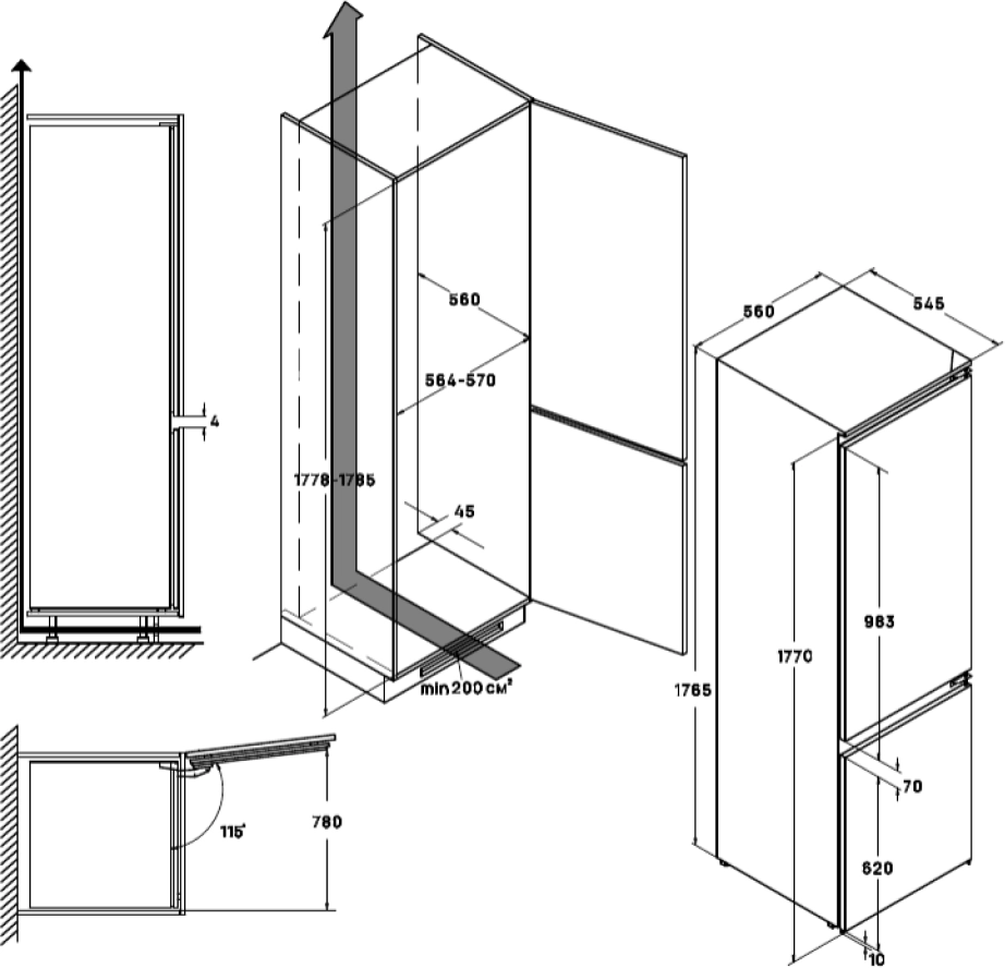 Встраиваемый холодильник VARD VIC177NIW