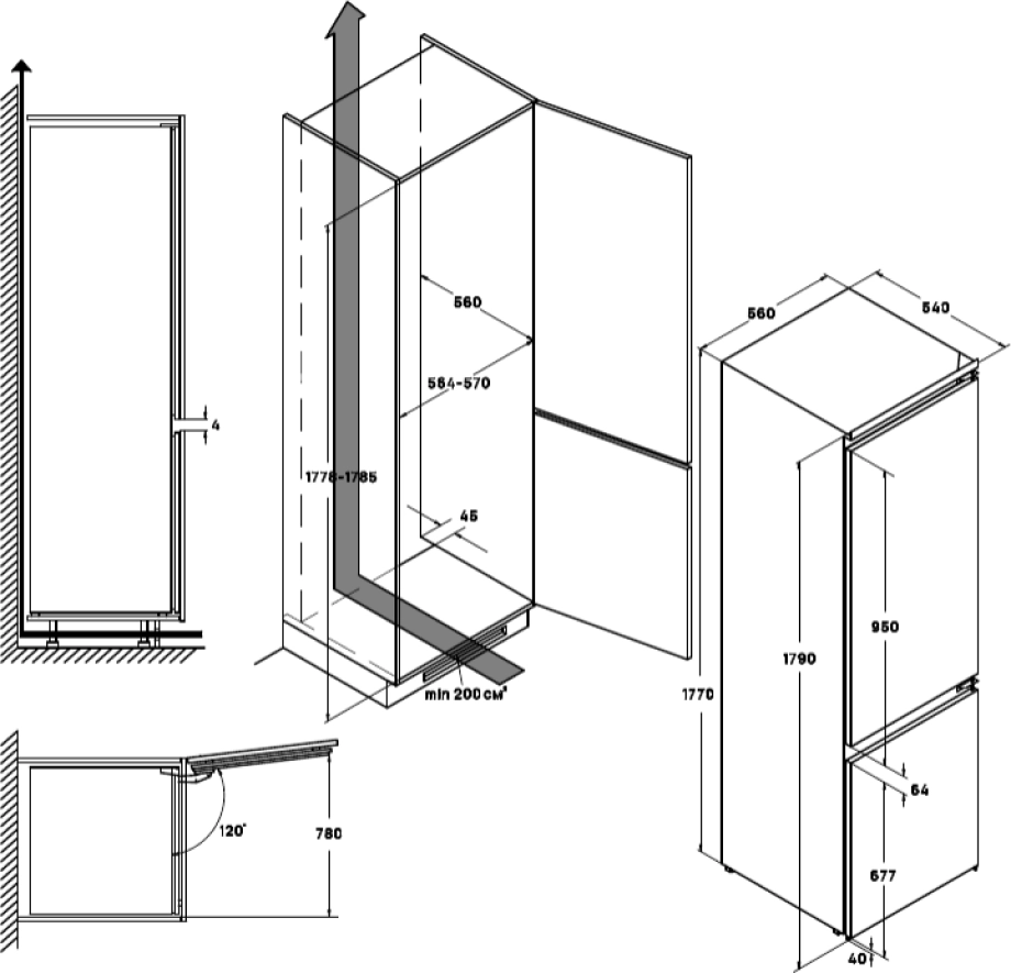 Встраиваемый холодильник VARD VIC177NI