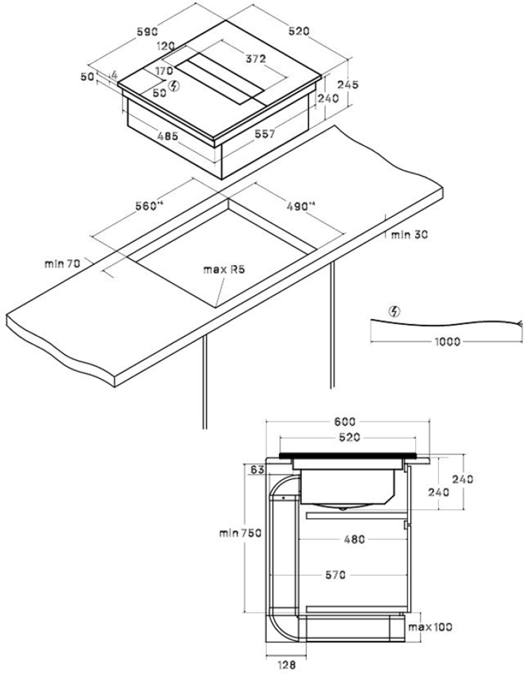 Индукционная варочная панель со встроенной вытяжкой VHH6472B