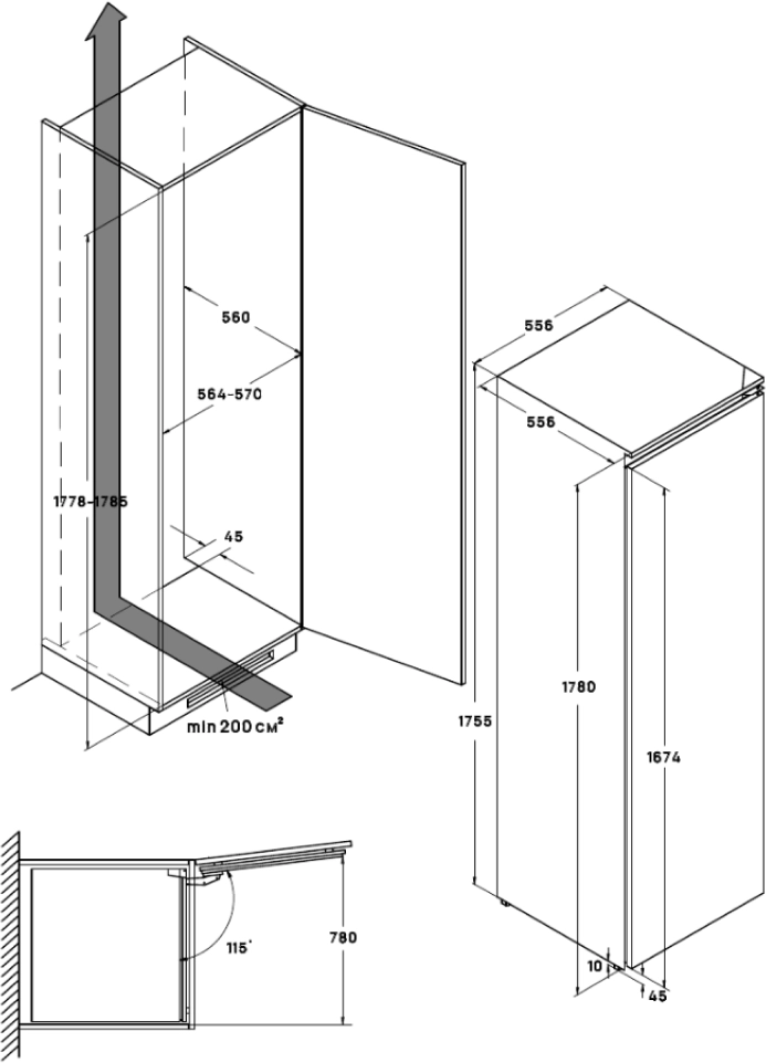 Встраиваемый холодильник VARD VRI177NIW